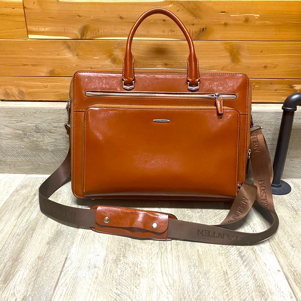 BOSTANTEN Brown Leather Laptop/Briefcase Style Bag